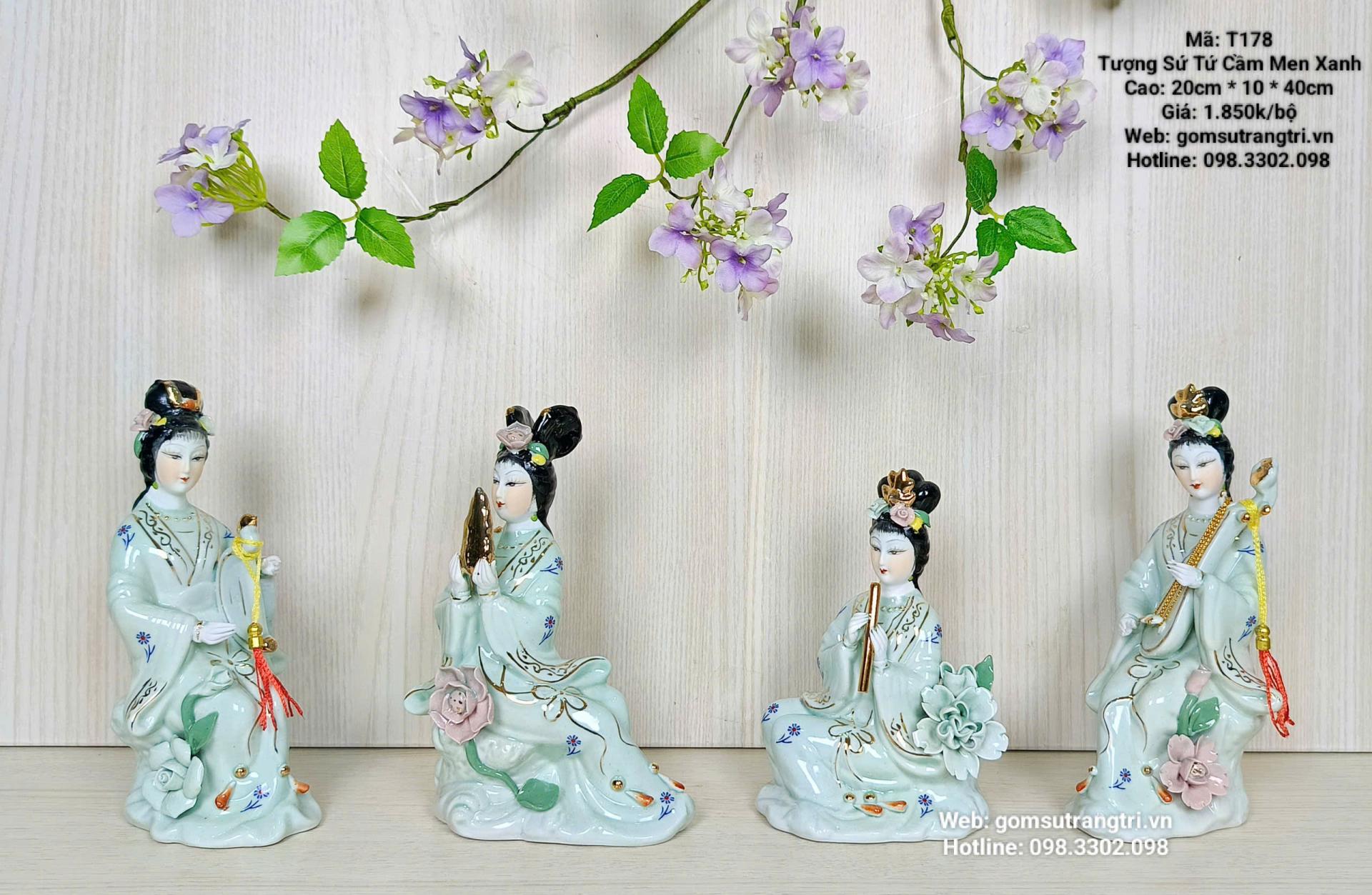 TƯỢNG SỨ TỨ CẦM MEN XANH